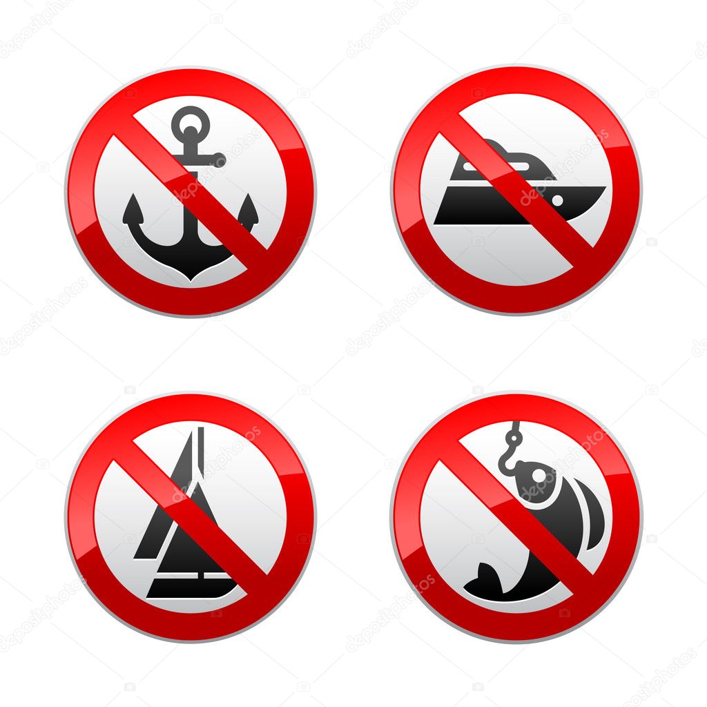 Set prohibited signs - fishing Stock Vector by ©ecelop 8865955