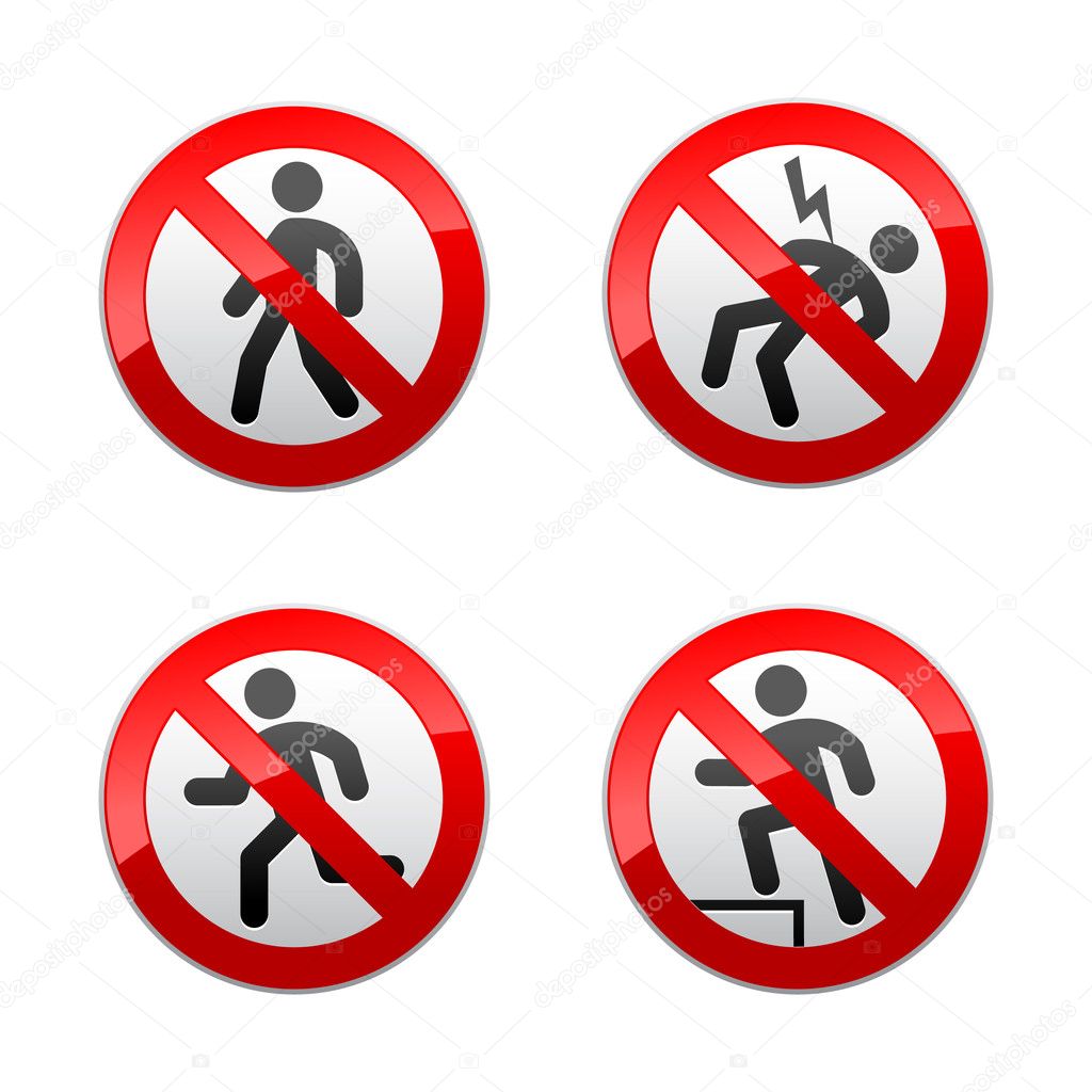 Set prohibited signs - man