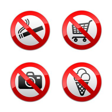 Set prohibited signs - supermarket symbols clipart