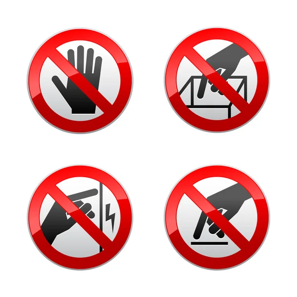 Set prohibited signs - not touch — Stock Vector