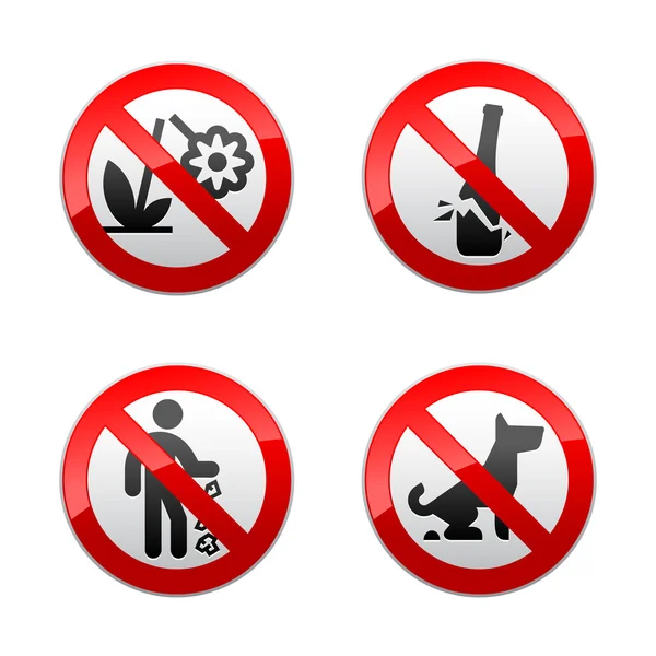 Set prohibited signs - park. — Stock Vector