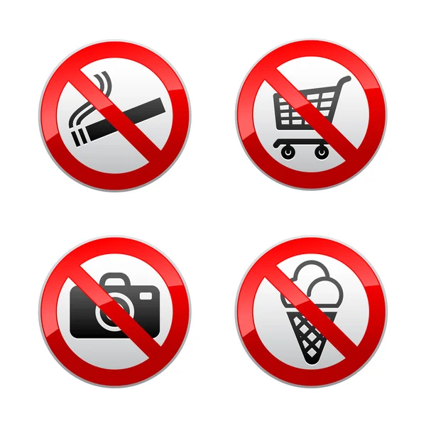 Imposta segni vietati - simboli dei supermercati — Vettoriale Stock