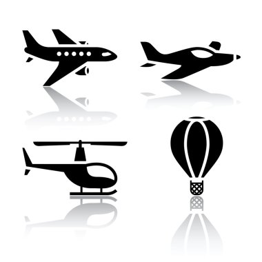 Set of transport icons - aircrafts clipart