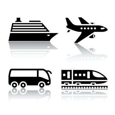 Set of transport icons - tourist transport clipart