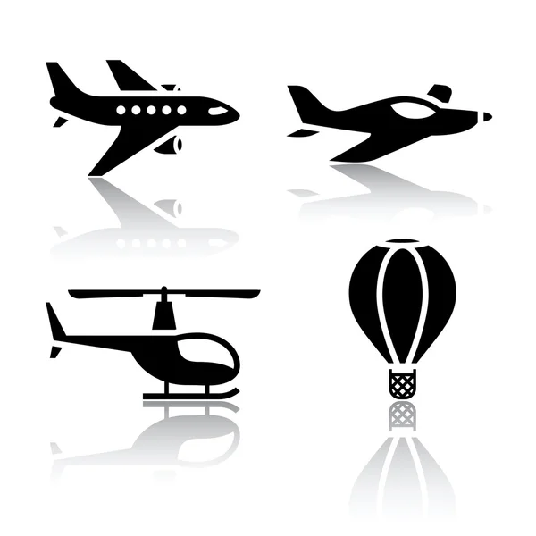 Ensemble d'icônes de transport - avions — Image vectorielle