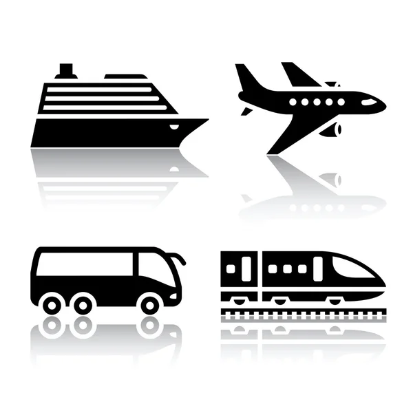 组的交通工具图标-旅游交通 — 图库矢量图片