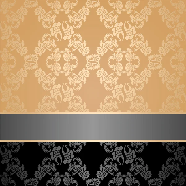 Бесшовный узор, цветочный декоративный фон, серая лента — стоковый вектор
