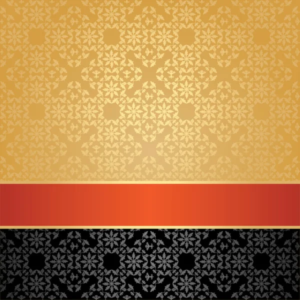 Seamless pattern, floral decorative background, orange ribbon — Stock Vector