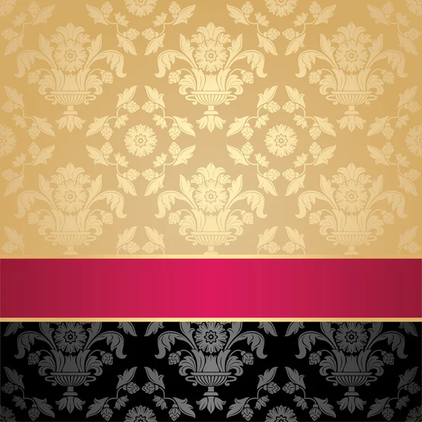 Bezešvé pattern, květinové dekorativní pozadí, růžovou stuhou — Stockový vektor