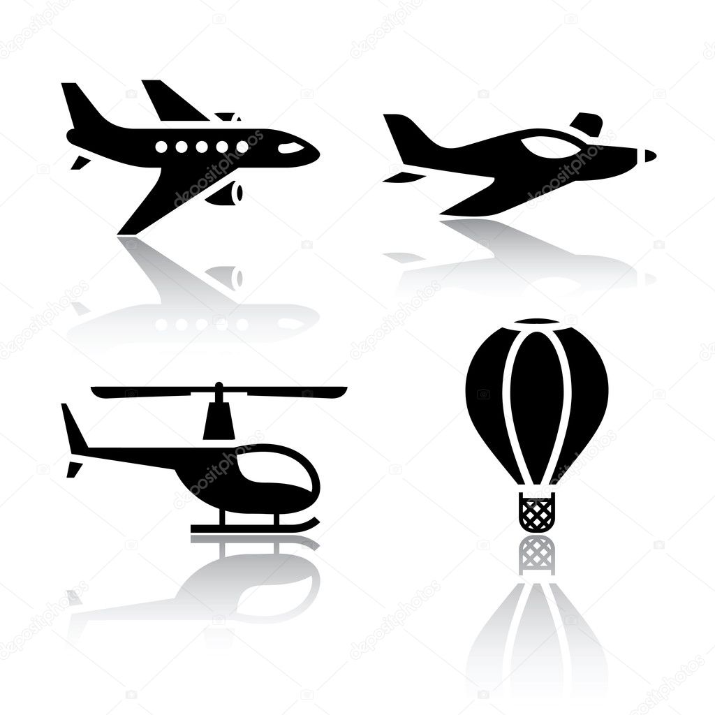 Set of transport icons - aircrafts