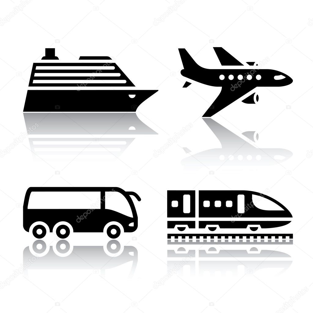 Set of transport icons - tourist transport