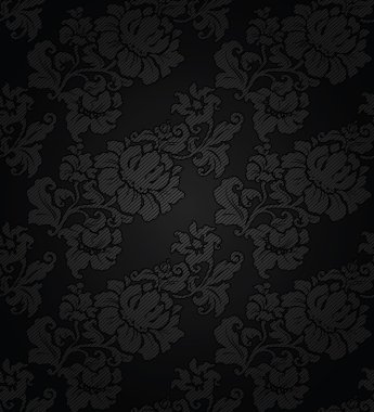 Corduroy dark background, ornamental flowers texture fabric clipart