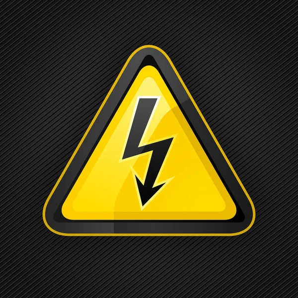 Panneau d'avertissement de danger triangle haute tension sur une surface métallique, 10eps — Image vectorielle