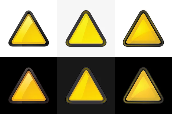 Встановити 6 кольорових порожніх трикутників веб 2.0 кнопка — стоковий вектор