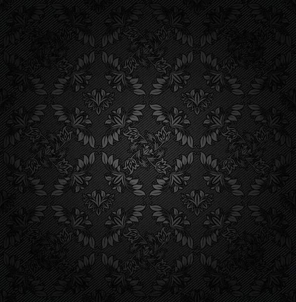 Corduroy texture dark background, ornamental fabric gray flowers — Stock Vector