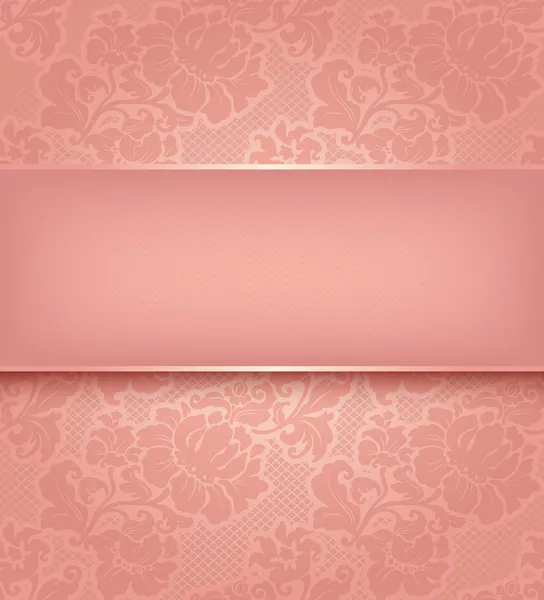 Spitze Hintergrund, ornamentale rosa Blumen Tapete. — Stockvektor
