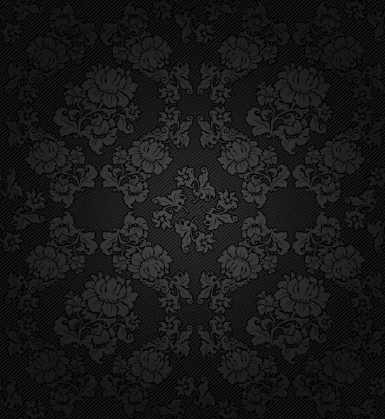 Corduroy dark background, gray flowers texture fabric — Stock Vector