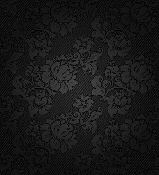 Fond foncé en velours côtelé, tissu de texture de fleurs grises ornementales — Image vectorielle