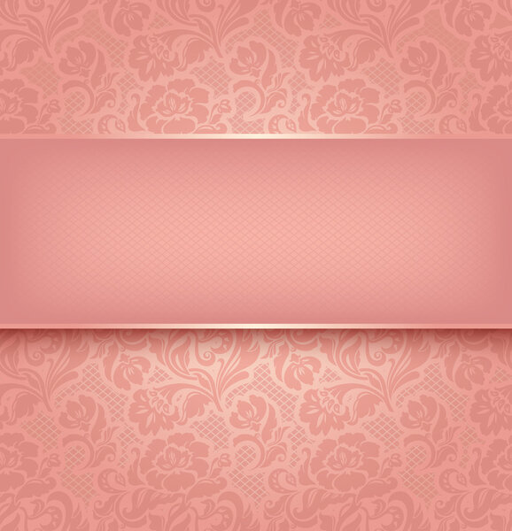 Lace background, pink ornamental fabric textural. Vector eps 10