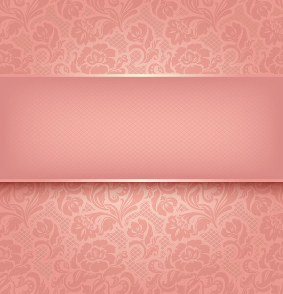 Lace background, pink ornamental fabric textural. Vector eps 10