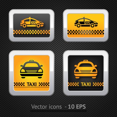 Taxi cab set buttons on background pixel clipart