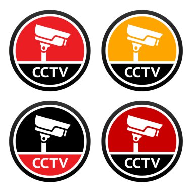 CCTV pictogram, set sign security camera clipart