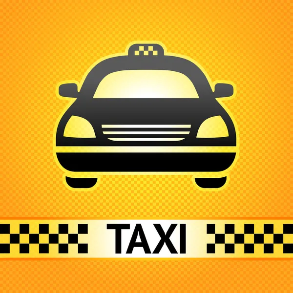 Taxi cab symbol on background pixel pattern — Stock Vector