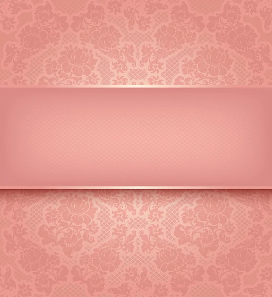 Lace sjabloon, roze sierbloemen achtergrond — Stockvector