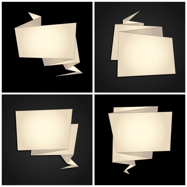 Origami ingesteld, gevouwen papier, tekstballon — Stockvector