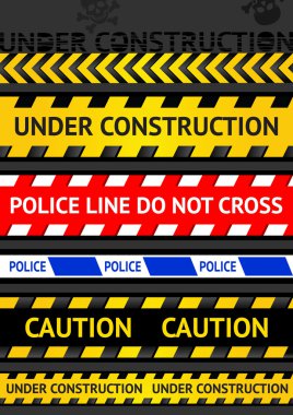 Set caution tapes, seamless strip. Warning line clipart