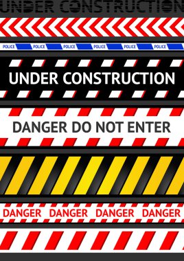 Caution tapes, seamless strip. Warning line clipart