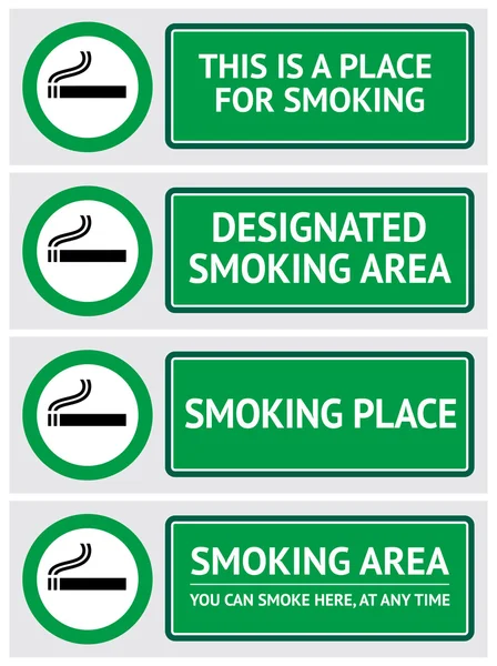 Les étiquettes placent les autocollants de lieu de fumer — Image vectorielle
