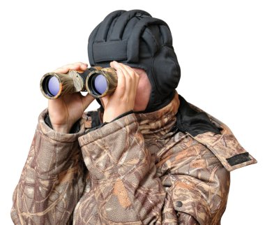 A man looking through binoculars clipart