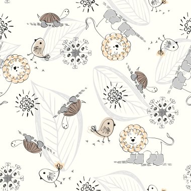 Doodle seamless pattern clipart