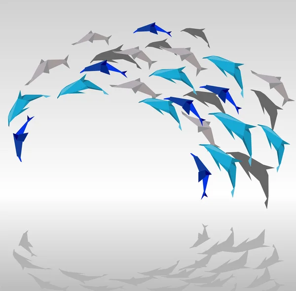 Papírové delfíni. — Stockový vektor