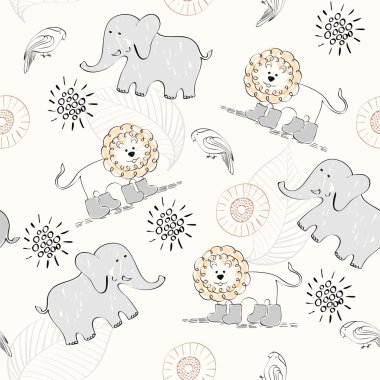 Doodle seamless pattern clipart