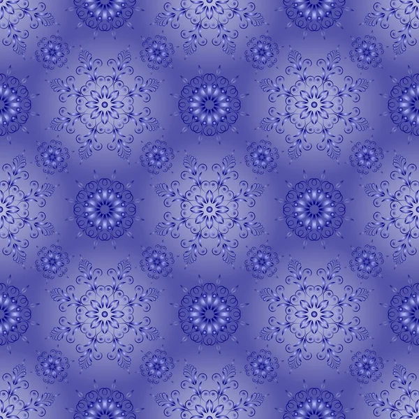 Prachtige blauwe patroon op een blauwe achtergrond. naadloze — Stockvector
