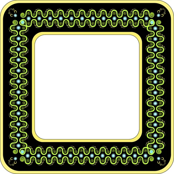 Patrón floral verde en un marco negro — Archivo Imágenes Vectoriales