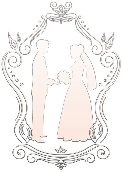 Silhouettes of the bride and groom in a frame_2 — Stock Vector