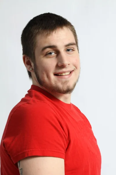 Young Man in Red Shirt — Stock Photo, Image