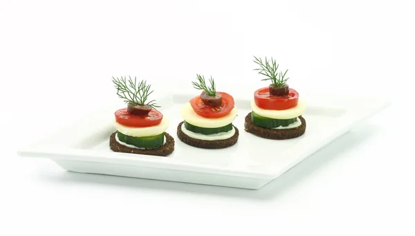 Canape with cheese and vegetables — Stock Photo, Image