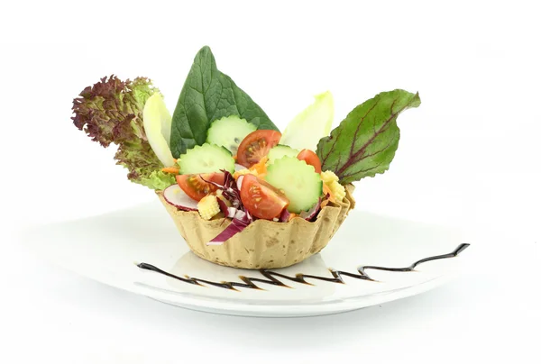 Vegetables salad in the waffle bowl — Stock Photo, Image