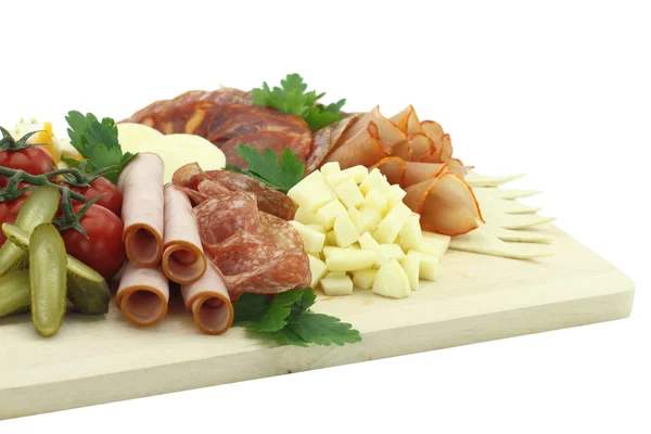 Prato delicatessen de carne com queijo — Fotografia de Stock