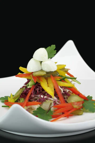 Zeleninový salát s mozzarellou — Stock fotografie