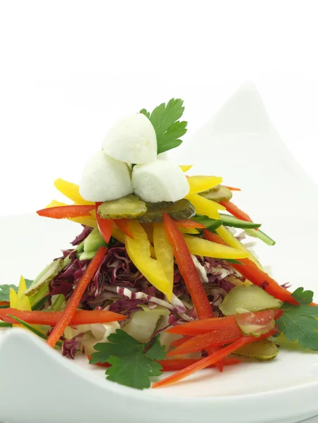 Vegetables salad with mozzarella — Stock Photo, Image