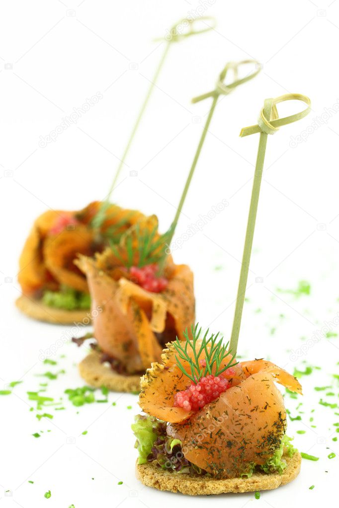 Finger food with smoked salmon