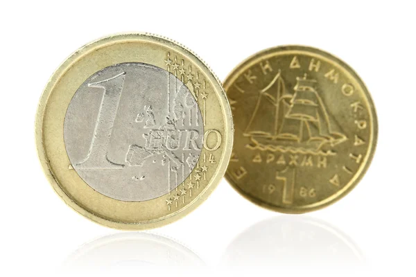 Euro vagy görög Drachma — Stock Fotó