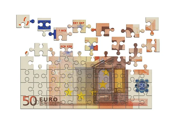 Peníze puzzle — Stock fotografie
