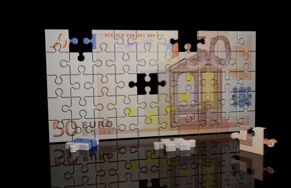 Peníze puzzle — Stock fotografie