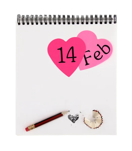 Bloc de notas del día de San Valentín — Foto de Stock